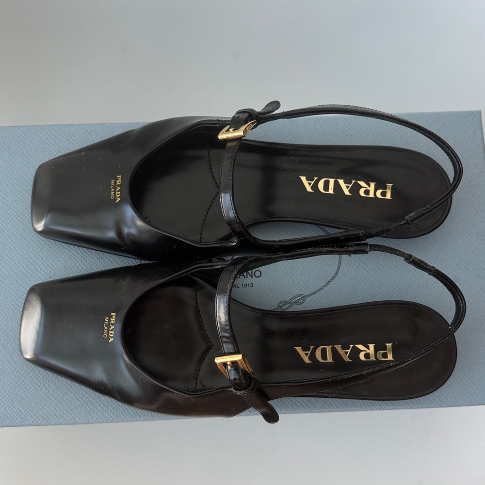 Prada Modellerie Square Toe Slingback Size 5/35 Black - Picture 4 of 7
